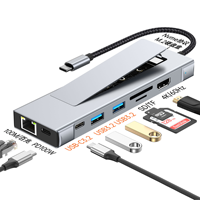 Hub USB-C 8 en 1 PD 100W en alliage d'aluminium, USB3.0, HDTV 4K, M.2 NVMe SATA SSD, station d'accueil USB C pour ordinateur portable PC