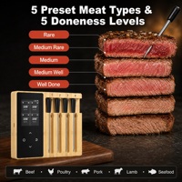 Thermomètre à viande intelligent Bluetooth avec 4 sondes, thermomètre de cuisson sans fil, moniteur de température numérique pour aliments, thermomètre de cuisson pour barbecue