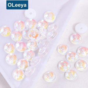 Pierres en verre à coudre de forme ronde à fond plat, couleur néon vif, de 3 mm à 10 mm, avec trou central, pour robes de soirée et de mode - Product Image 4