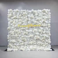 Toile de fond murale en fleurs 3D soyeuses, panneau floral blanc, décoration de fond pour mariage, événement, fête