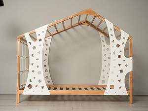 Cama Montessori para Niños Pequeños con Estructura de Madera, Gimnasio de Escalada y Patas de Mono - Product Image 4