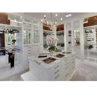 Luxury U-Shape Walk-In Closet with Dressing Table and Island