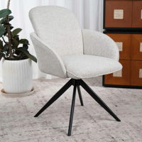 Chaise de salle à manger pivotante moderne en tissu bouclé, chaise d'appoint, chaise de loisirs à pieds araignée en métal noir pour salle à manger, salon, maison