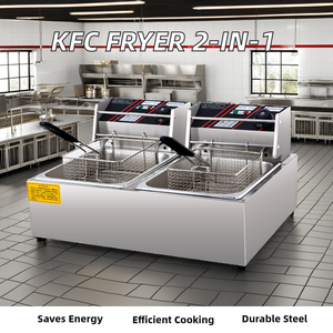 Friteuse électrique commerciale grande capacité avec deux bacs, équipement de cuisine en acier inoxydable - Product Image 5