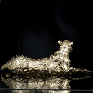 Accesorios de decoración nórdica para el hogar, escultura artesanal de resina de tigre dorado y plateado, estatua de leopardo de animales de resina - Product Image 6