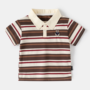 เสื้อโปโลแขนสั้นลายการ์ตูนสำหรับเด็กผู้ชาย รุ่นใหม่ประจำฤดูร้อนปี 2026  รับสั่งทำโลโก้  เสื้อโปโลลายทางสำหรับเด็กโตและเด็กเล็ก - Product Image 3