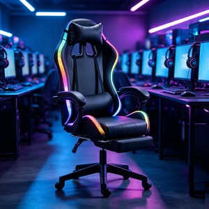 Sedia da Gaming Girevole in Pelle PU Personalizzata OEM ODM Stile Racing Ergonomico con Supporto Lombare e Luce RGB Ordine all'Ingrosso - Product Image 2
