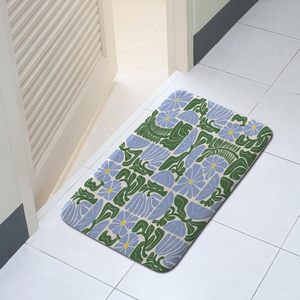 พรมห้องน้ำสไตล์โบฮีเมียนย้อนยุคภาพแอบสแตรกต์ลายดอกไม้สีสันสดใสดีไซน์ทรงเรขาคณิตลายดอกไม้สีเขียวแบบย้อนยุค - Product Image 4