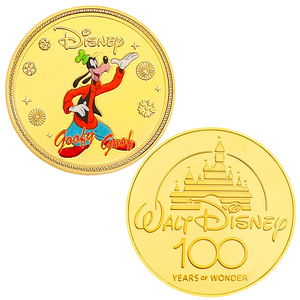 6 designs de pièces de monnaie commémoratives en or plaqué or double face, style dessin animé américain, Donald Duck, <span class=keywords><strong>Minnie</strong></span> Mouse, Goofy, style anime - Product Image 6