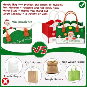 Bolsa de regalo de fieltro reutilizable para niños, suministros de fiesta de <span class=keywords><strong>Navidad</strong></span> personalizados de fábrica, con asas - Product Image 4