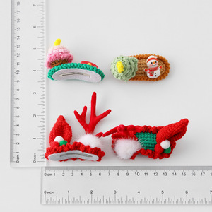 Cute British Retro Ready-to-wear Christmas Headpiece Knitted Wool Yarn Christmas Tree Antler Hair Accessory Featuring BB <b>Clips</b> - Product Image 4