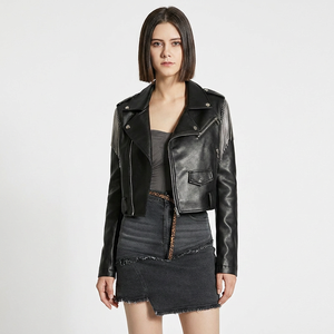 New Fashion Women Girls Pu Leather <b>Biker</b> <b>Jacket</b> Spring Autumn Long Sleeve Casual Slim Solid Color Zipper Casual Coat <b>Jackets</b> - Product Image 4
