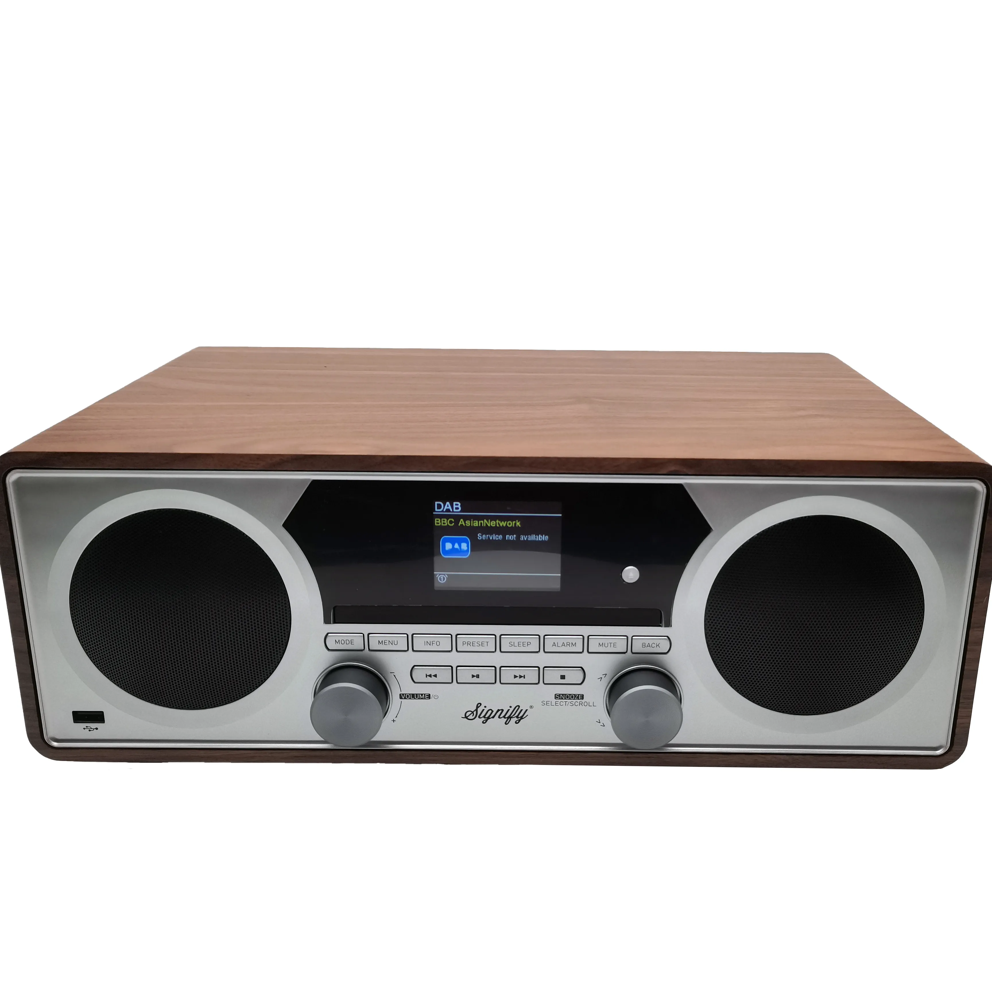 Retro Wooden Wireless USB FM AM Clock Radio Speaker