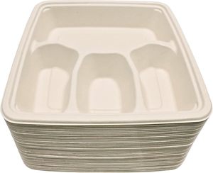 Vajilla Desechable Biodegradable de Almidón de Maíz, Contenedor de Alimentos de 6 Compartimentos, Bandeja Desechable para Alimentos, Bandeja de Sushi de Almidón de Maíz - Product Image 2