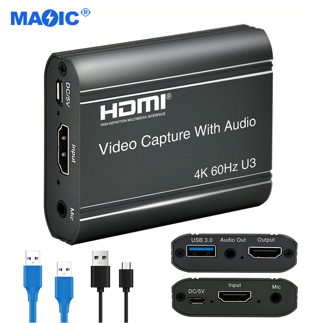 Video Capture Equipment 4K 60Hz U3 for USB 3.0 Video Capture Card for Streaming Conference Magelei Linda421 Android/Windows/OBS