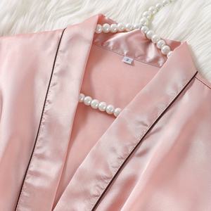 Albornoz de manga larga para <span class=keywords><strong>mujer</strong></span>, ropa de dormir cómoda de gama alta con patrón sólido, ropa de descanso para jóvenes - Product Image 4