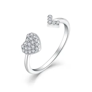 Wholesale Custom Cupid Zircon Ring European and American Fashion Simple Jewelry Love Open Heart Arrow Ring
