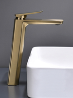 Robinet de lavabo haut de gamme STOCCO en laiton massif, finition or brossé, mitigeur monocommande avec cartouche céramique, idéal pour villas et propriétés de prestige