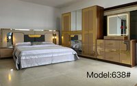 Ensemble de meubles de chambre à coucher en bois moderne, lit king size, armoire, coiffeuse, ensemble complet pour chambre à coucher