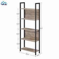 2-tier Movable Wooden Hot Sale Book Shelf Ladder Bookcases Storage Shelf Accent Furniture Bookstore Industrial Look