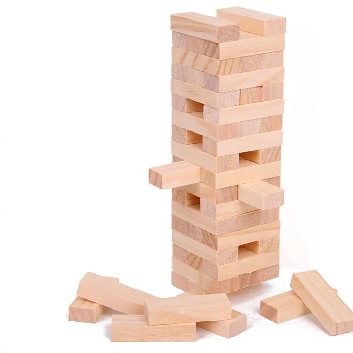 Toppling topple torre, 60 pcs blocos de madeira empilhar jogo, torre gigante