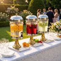 Gouden Sleutel Luxe 8L Tweekleurige Sapdispenser RVS Koude Drankenserver met IJsbuis voor Hotelbuffet Bruiloft Catering