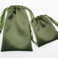 Pochette en satin rose avec cordon de serrage, logo personnalisé imprimé, tissu doux et soyeux, sac de rangement pour cosmétiques, maquillage, bijoux, emballage de marque