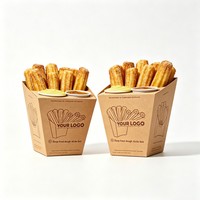 Boîte à frites biodégradable de qualité alimentaire, format personnalisé, design gratuit, en papier, pour emballage de churros chauds