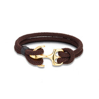Bracelet en corde milanaise pour couple, en acier inoxydable plaqué or, avec ancre de bateau et paracorde, idéal pour le camping en plein air – Meilleure vente pour homme
