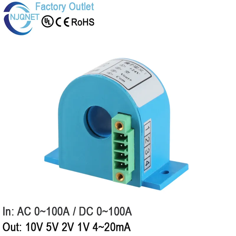 Hiện tại Transmitter hội trường hiện tại Cảm biến qndb6 AC DC 1A 5A 10A 50A 100A / 4 20mA 5V 10V RS485 hiện tại Transducer biến áp CT