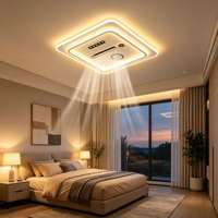 Ventilateur de plafond intelligent 6-en-1 sans pales avec lumière, chauffage, refroidissement, télécommande 2.4G, application et commande vocale, 110V/220V pour salon et chambre
