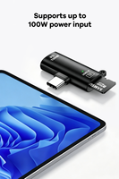 Adaptateur USB C portable PD 100W 2 en 1, charge rapide, transfert de données, lecteur de carte TF, lecteur de carte mémoire Type-C haute vitesse