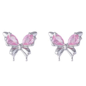 Boucles d'oreilles pour femmes, de haute qualité, personnalisées, en argent plaqué, avec zircon rose, motif papillon, exquises, pour <span class=keywords><strong>soir</strong></span>ée - Product Image 3