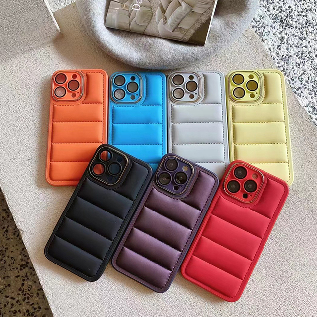 Fashion Shockproof Cotton Down Jacket Fluffy Puffer Phone Case for Iphone 14 Pro Max 13 12