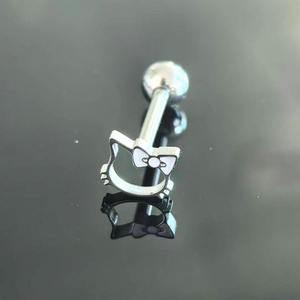 Freya Piercings de <span class=keywords><strong>Langue</strong></span> Mignons en Forme de Chat, Bijoux de <span class=keywords><strong>Piercing</strong></span> Corporel en Acier Inoxydable de Qualité Implantable, Labret et Boucles d'Oreilles Hélix en Forme de Chat pour Filles - Product Image 3