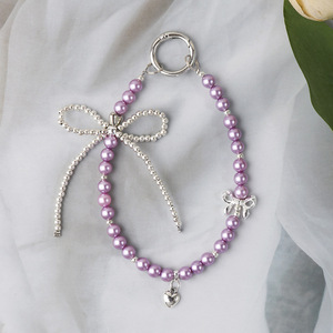 Nouveau créatif résine coloré perle argent nœud papillon coque de téléphone sac clé de voiture décoration chaîne suspendue - Product Image 4