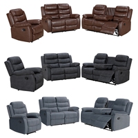 Ensemble de canapés inclinables électriques 3+2+1 places avec port USB, table basse et télécommande métallique pour appartement