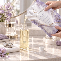 Pochette à bec verseur haute barrière imprimée sur mesure 500 ml pour huile nettoyante Silk Melt, emballage de recharge pour soins de la peau avec bouchon à vis