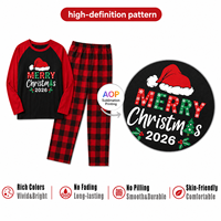 Ensemble de pyjamas de Noël personnalisés en polyester rouge et noir pour toute la famille (hommes, femmes, enfants) – Livraison directe (Dropshipping) et personnalisation (POD) – MOQ 1 pièce