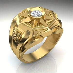 Anello da Uomo Elegante in Tono Oro con Zirconi, Gioiello da Dito alla Moda - Product Image 1