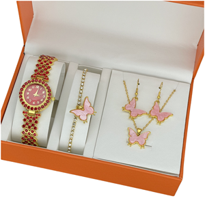 Wholesale Ladies' Quartz <strong>Watch</strong> butterfly Necklace Bracelet Earrings Accessory 5 PCS Fashion Gifts Jewelry <strong>Set</strong> for <strong>Women</strong> - Product Image 1