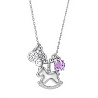 Collier pendentif en argent S925 avec pierre naturelle Cheval du Zodiaque pour femme, personnalisable OEM ODM, vente en gros d'usine, ensemble de bijoux fins, cadeau