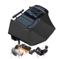 Auvent de voiture en alliage d'aluminium à 360 degrés, pentagonal, pour SUV, camping en plein air, imperméable, autoportant avec LED pour 4x4 tout-terrain et overland