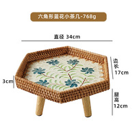 Table basse carrée en rotin fait main de style nordique, en forme de coquille, pour baie vitrée, table d'appoint de canapé, petite table, plateau à fruits, pieds fabriqués en Chine