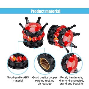 Crown Diamond Valve <b>Caps</b> For Car Bike Tire Universal Plastic Decorative Cover - Product Image 3