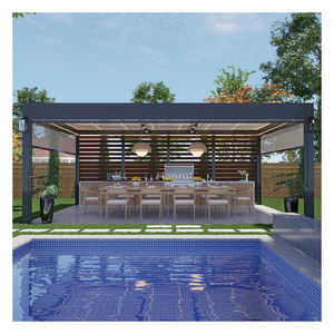 Gemotoriseerde louvre <span class=keywords><strong>pergola</strong></span> aluminium buitenpergola waterdichte overkapping zwembadpergola zijwanden beugels 175mm Chinese fabrikant - Product Image 4