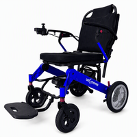 Fauteuil roulant électrique pliable bleu, fauteuil roulant motorisé portable pour les soins à domicile, l'hôpital et les activités de plein air