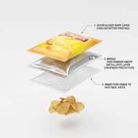 Sachets Doypack Métallisés Brillants Anti-humidité à Soufflet Arrière pour Chips et Snacks Sucrés, Imprimés et Personnalisables en Couleurs et Tailles