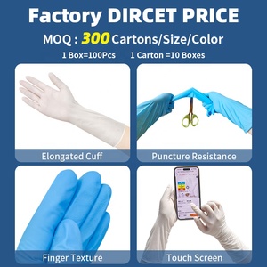 100 PCS Box Lang manschette Nitril handschuhe Arzt untersuchung Blau Einweg puder frei 12 Zoll lange Manschette Nitril handschuhe für medizinische Zwecke
