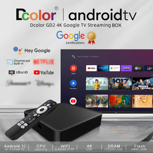 กล่องรับสัญญาณทีวีดิจิตอล Dcolor GD2 รับรองโดย Google ความละเอียด 4K UHD ระบบ Android 14 ชิปประมวลผล Amlogic S905Y4-B แรม 2GB DDR4 ความจุ 32GB กล่องสมาร์ททีวี OTT สำหรับขายส่ง - Product Image 5